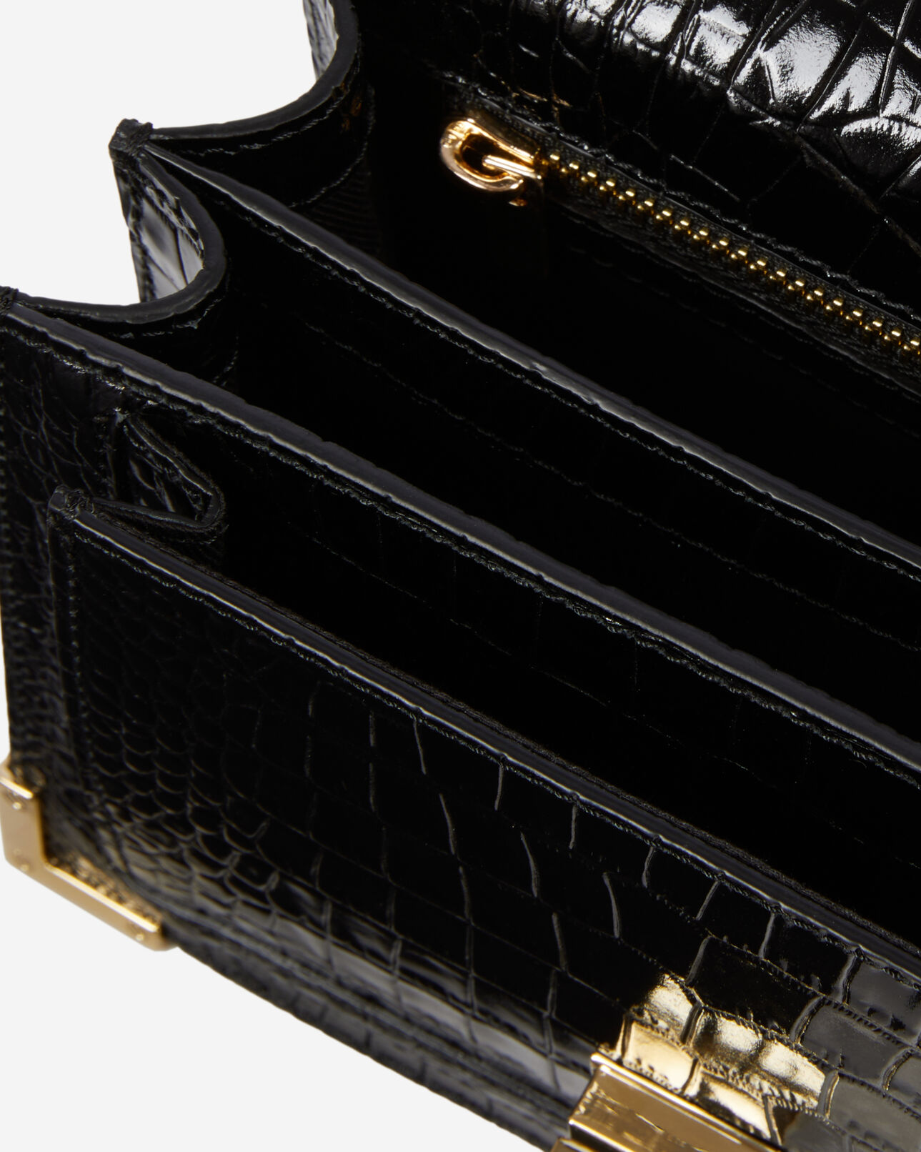 The Kooples FEMME BLACK sac emily small en cuir noir effet crocodile