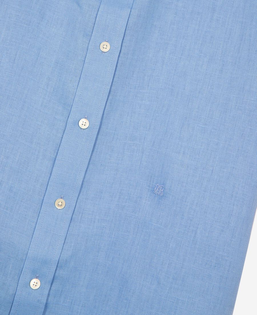 The Kooples H BLUE short-sleeved blue linen shirt