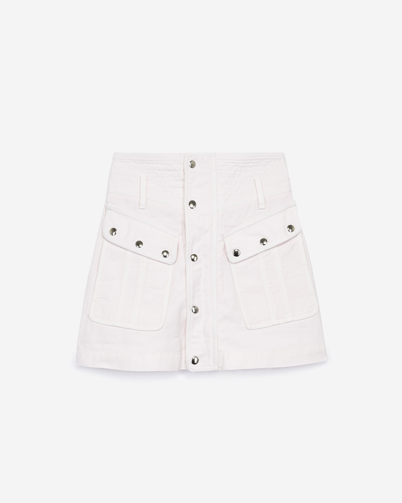 The Kooples FEMME BABY PINK jupe en jean évasée style militaire