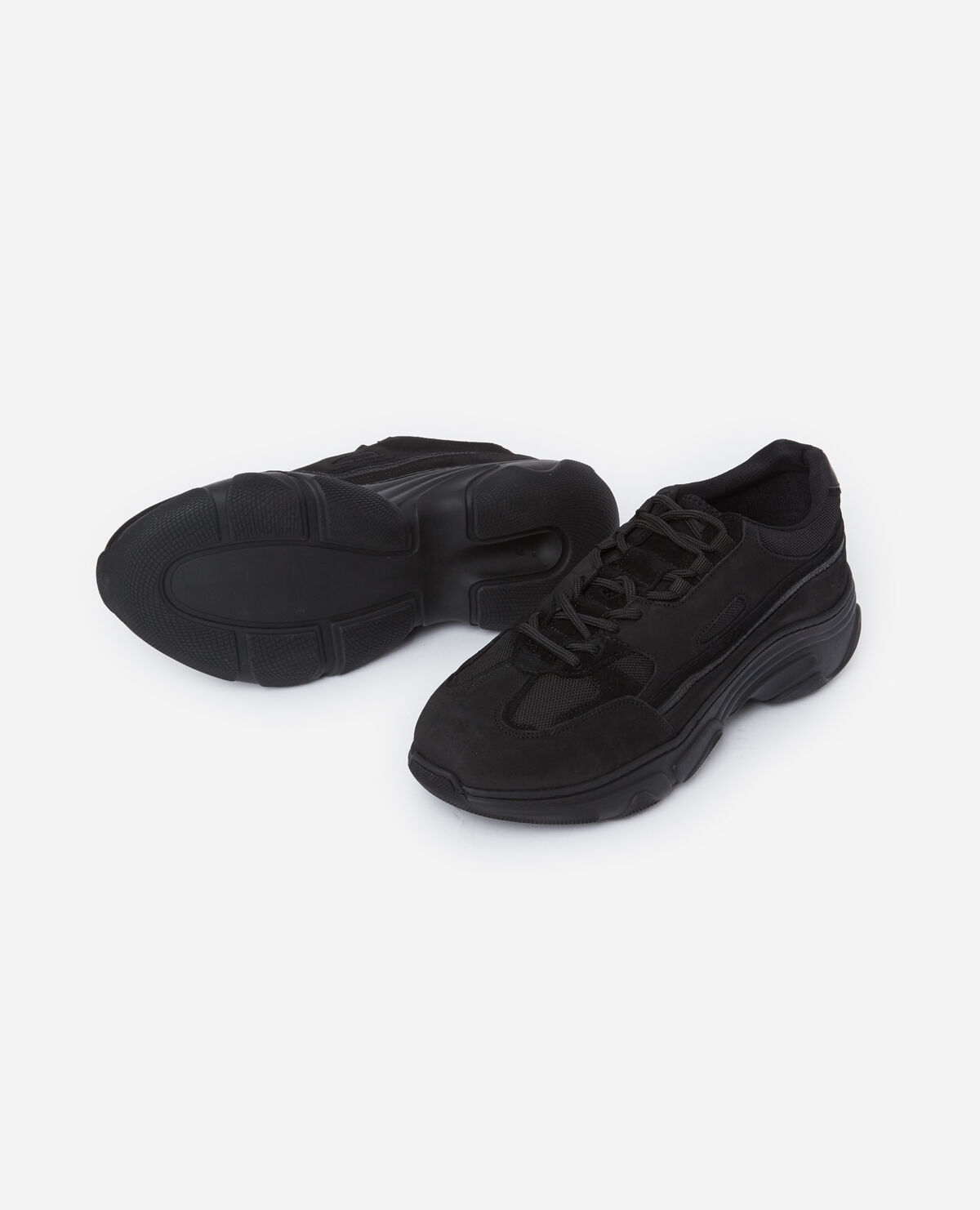 Black fabric trainers with chunky soles The Kooples US