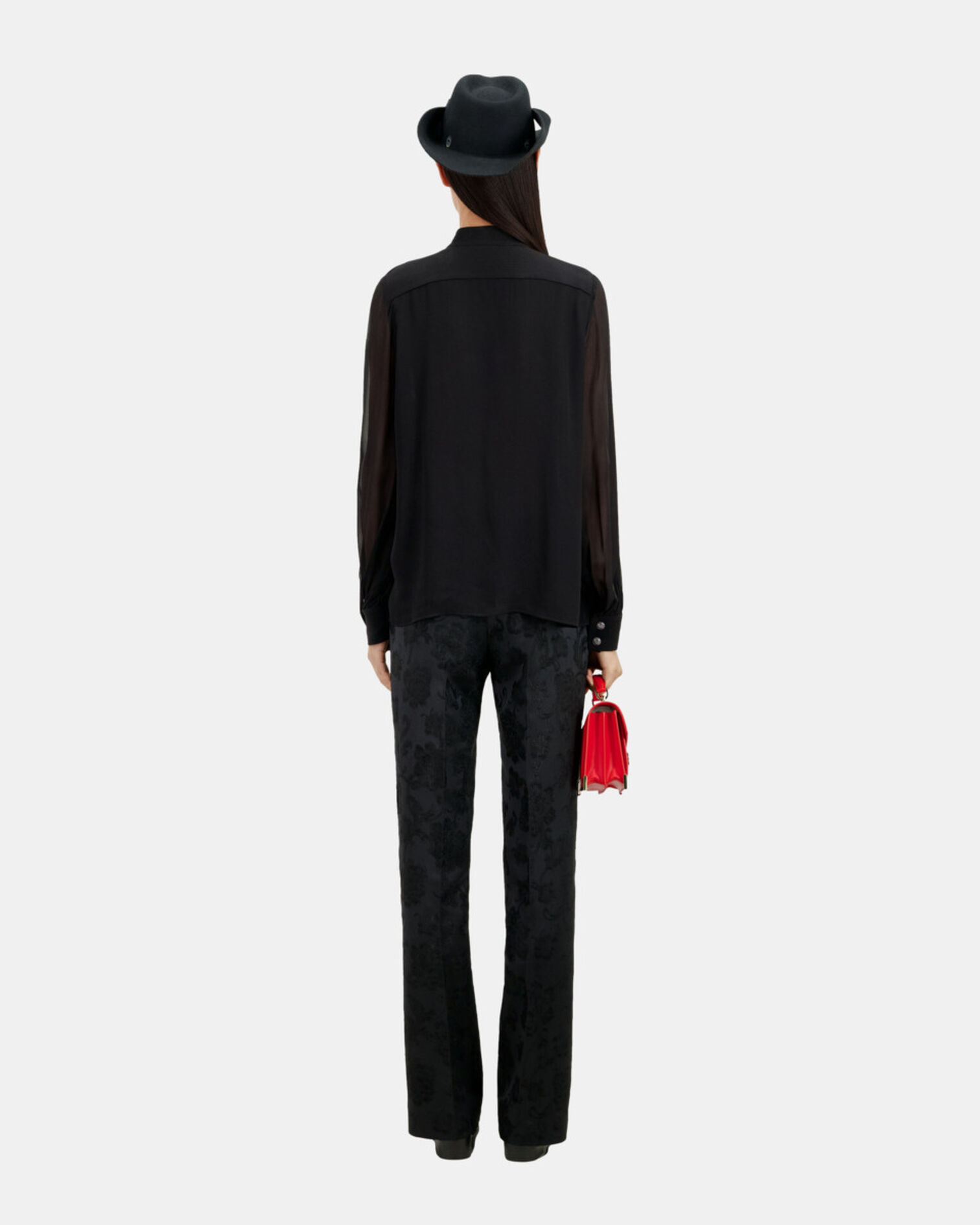 Black top with bijou buttons, BLACK, hi-res image number null