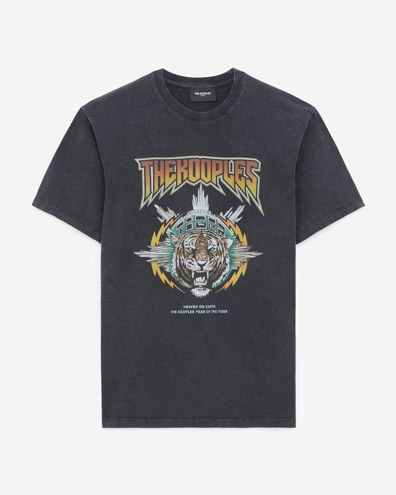 The Kooples HOMME BLACK USED t-shirt tigre rock