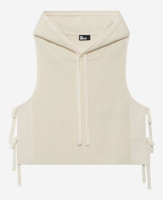 The Kooples FEMME ECRU pull sans manches pull en laine et coton écru