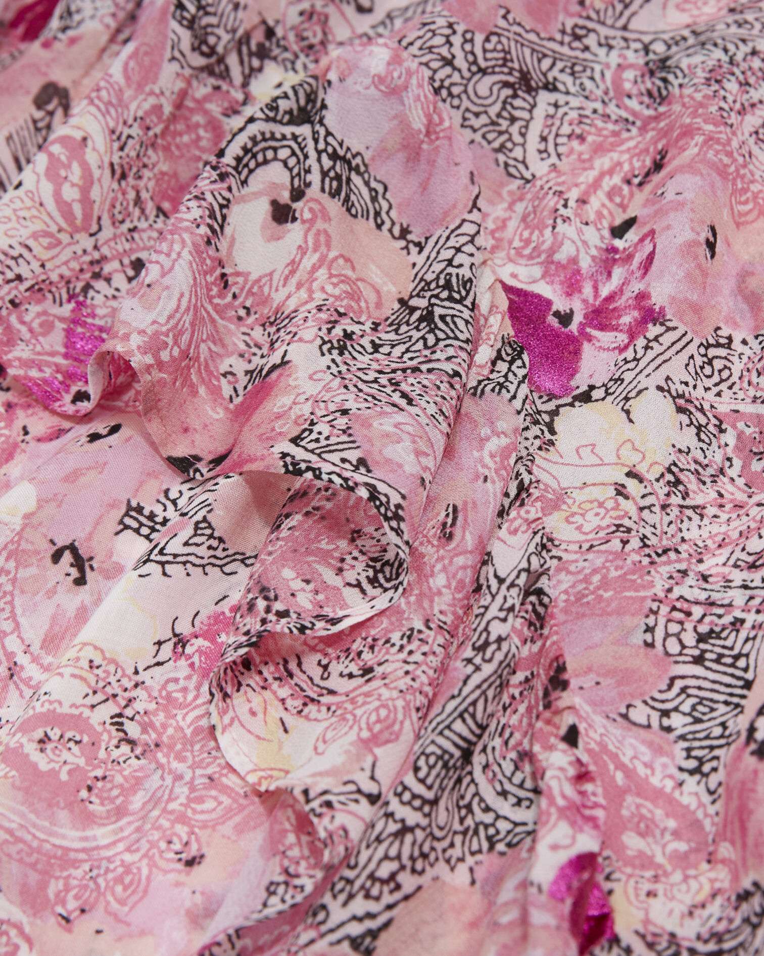Flowing pink long skirt with floral print, PINK, hi-res image number null