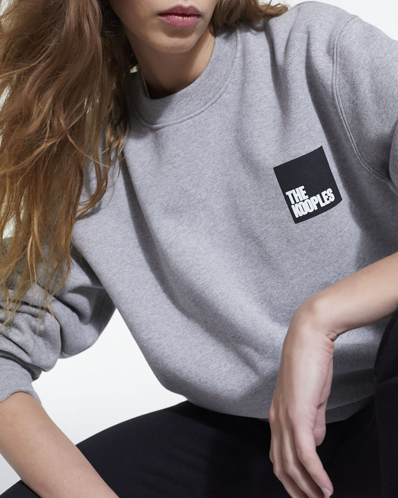 The Kooples FEMME GREY MELANGE sweat à logo gris
