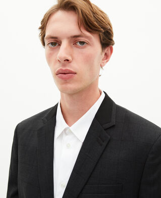 The Kooples MEN BLACK black wool plaid suit jacket