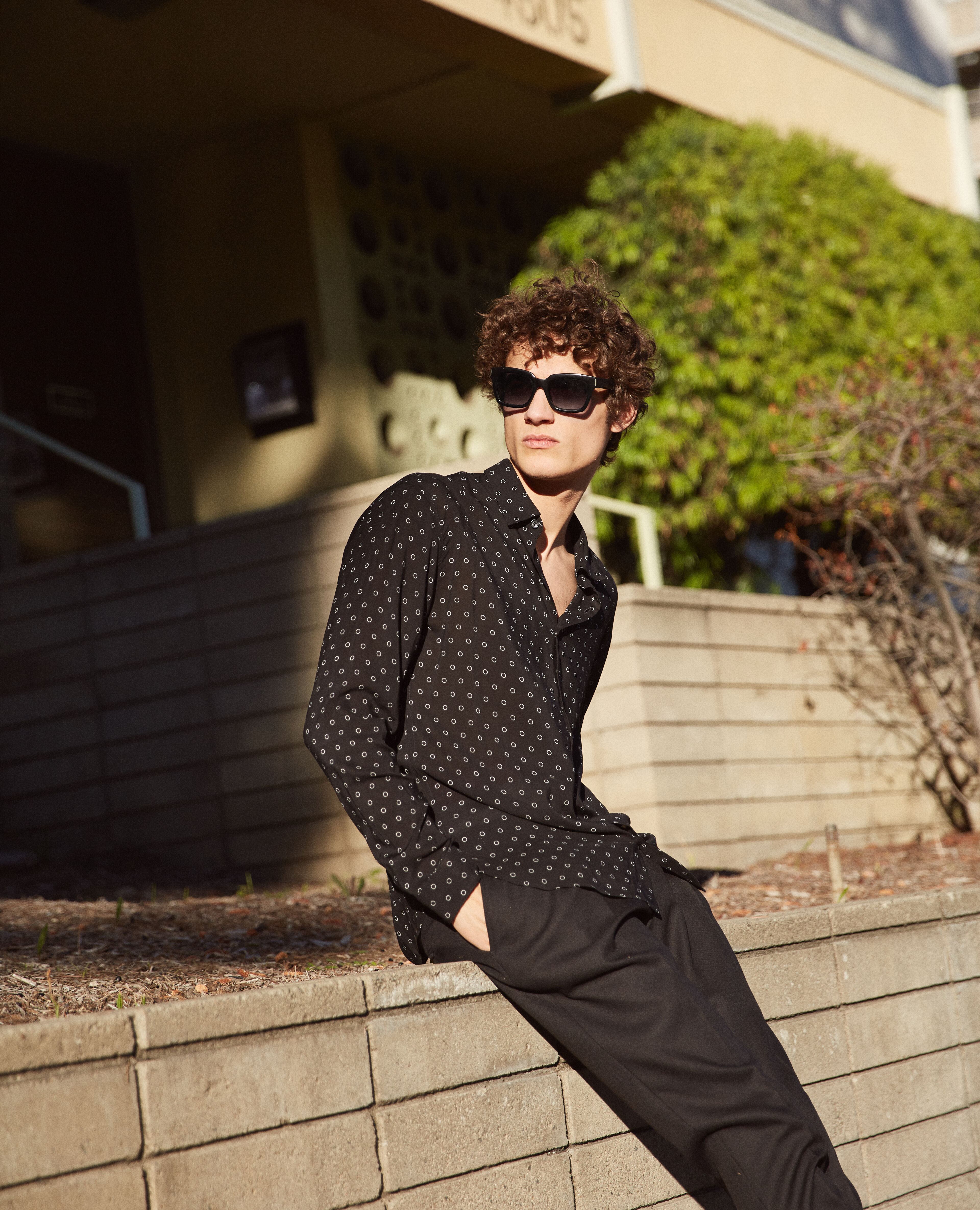 White shirt with clearance small black polka dots