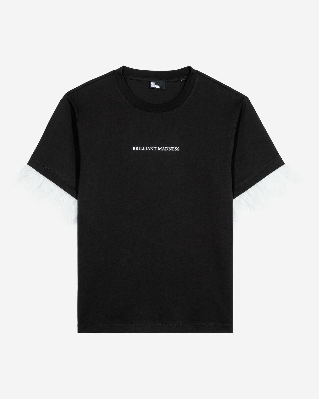 The Kooples FEMME BLACK t-shirt avec sérigraphie et dentelle noire