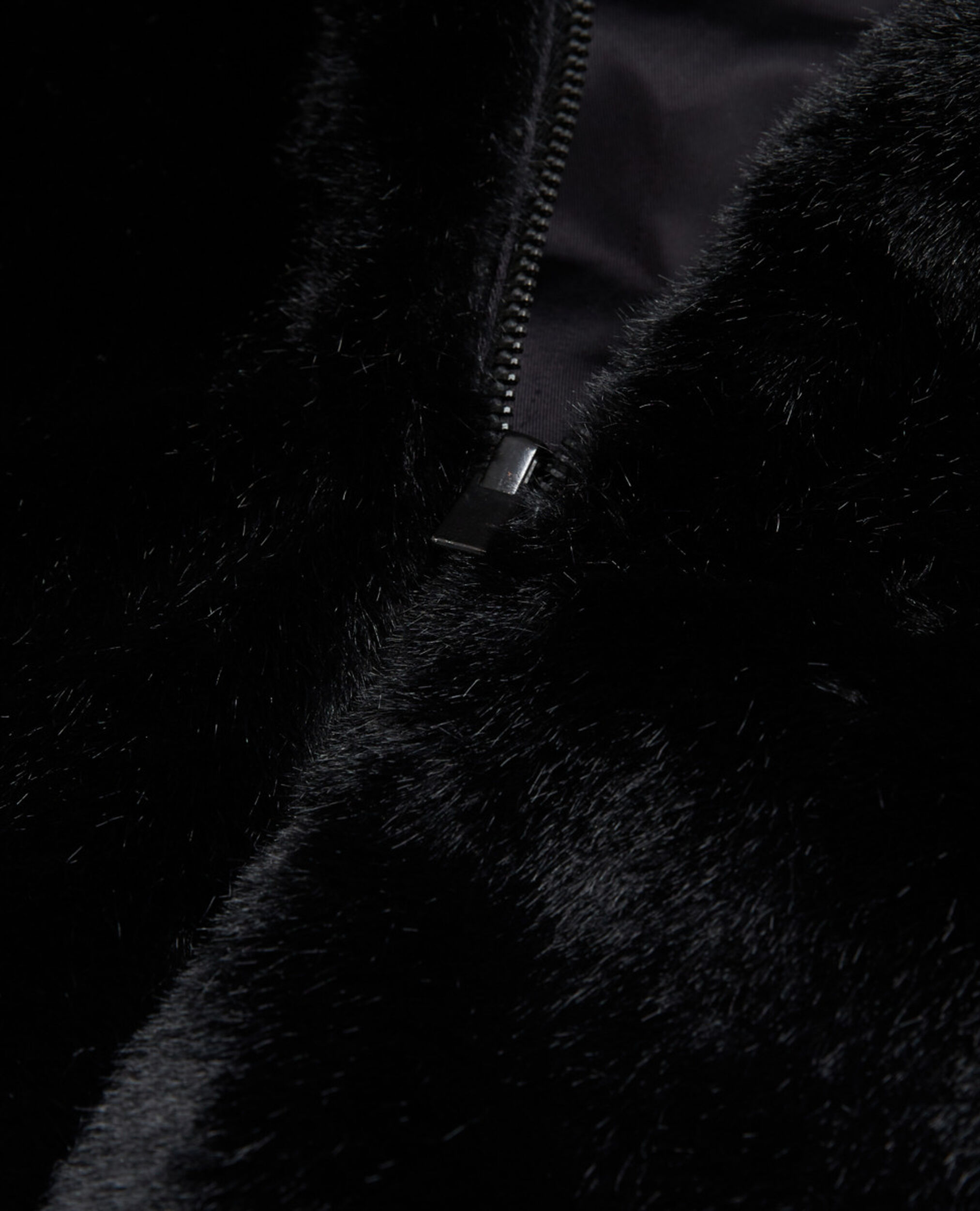 Manteau fausse fourrure à capuche noir, BLACK, hi-res image number null