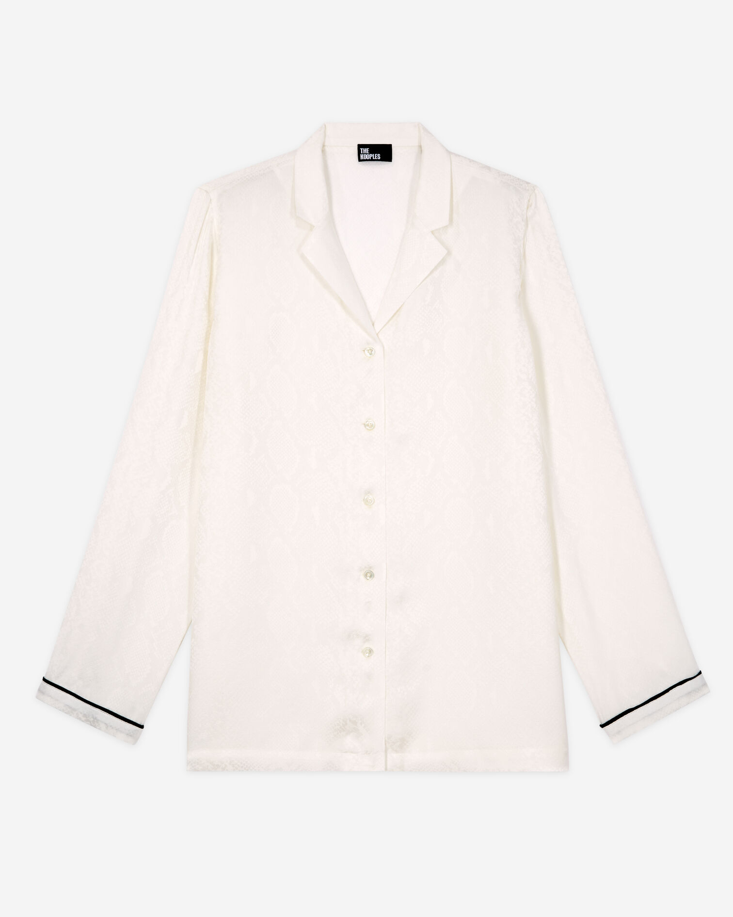Snakeskin print white satin shirt, WHITE, hi-res image number null