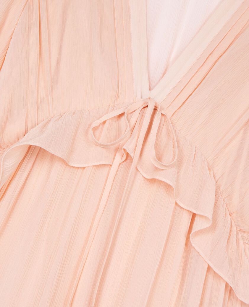 The Kooples WOMEN NUDE POUDRE long ruffled peach dress