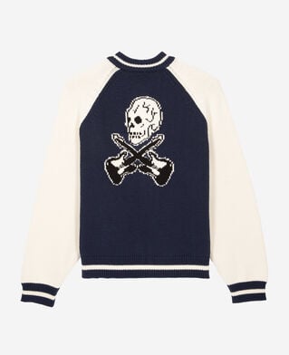 The Kooples HOMME DARK NAVY-ECRU cardigan teddy marine et écru