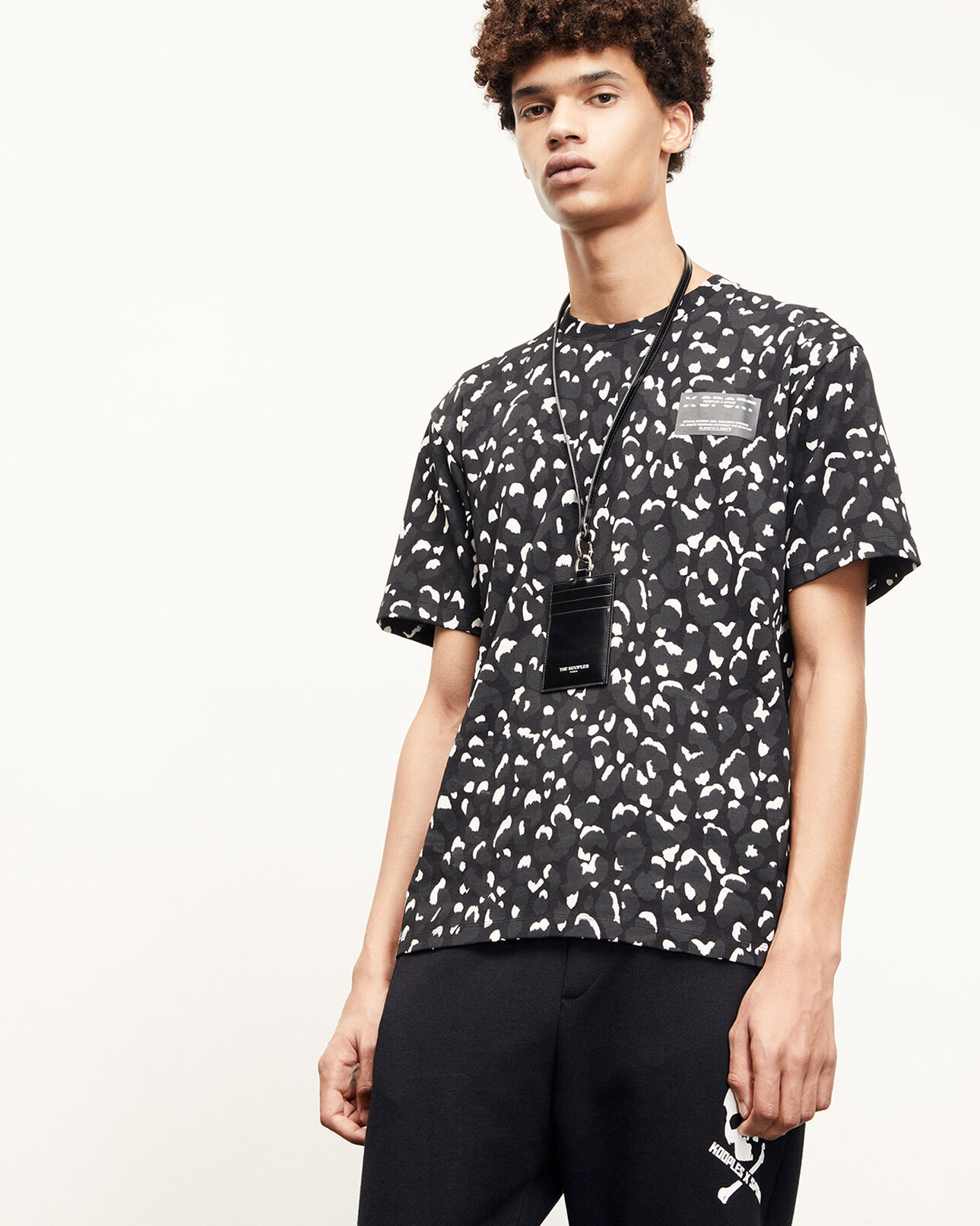The Kooples HOMME BLACK WHITE t-shirt noir et blanc coton imprimé