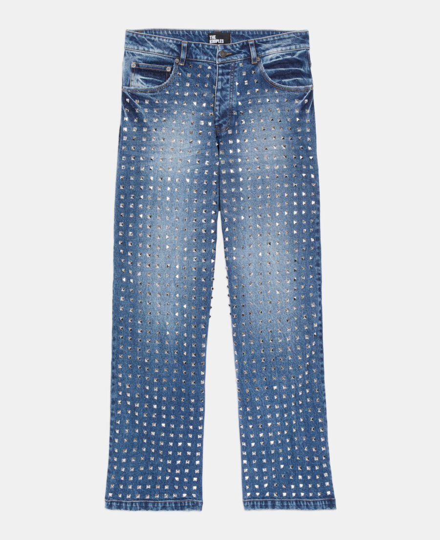 The Kooples HOMME BLUE BLEACHED / NAVY jean clout&eacute; large bleu