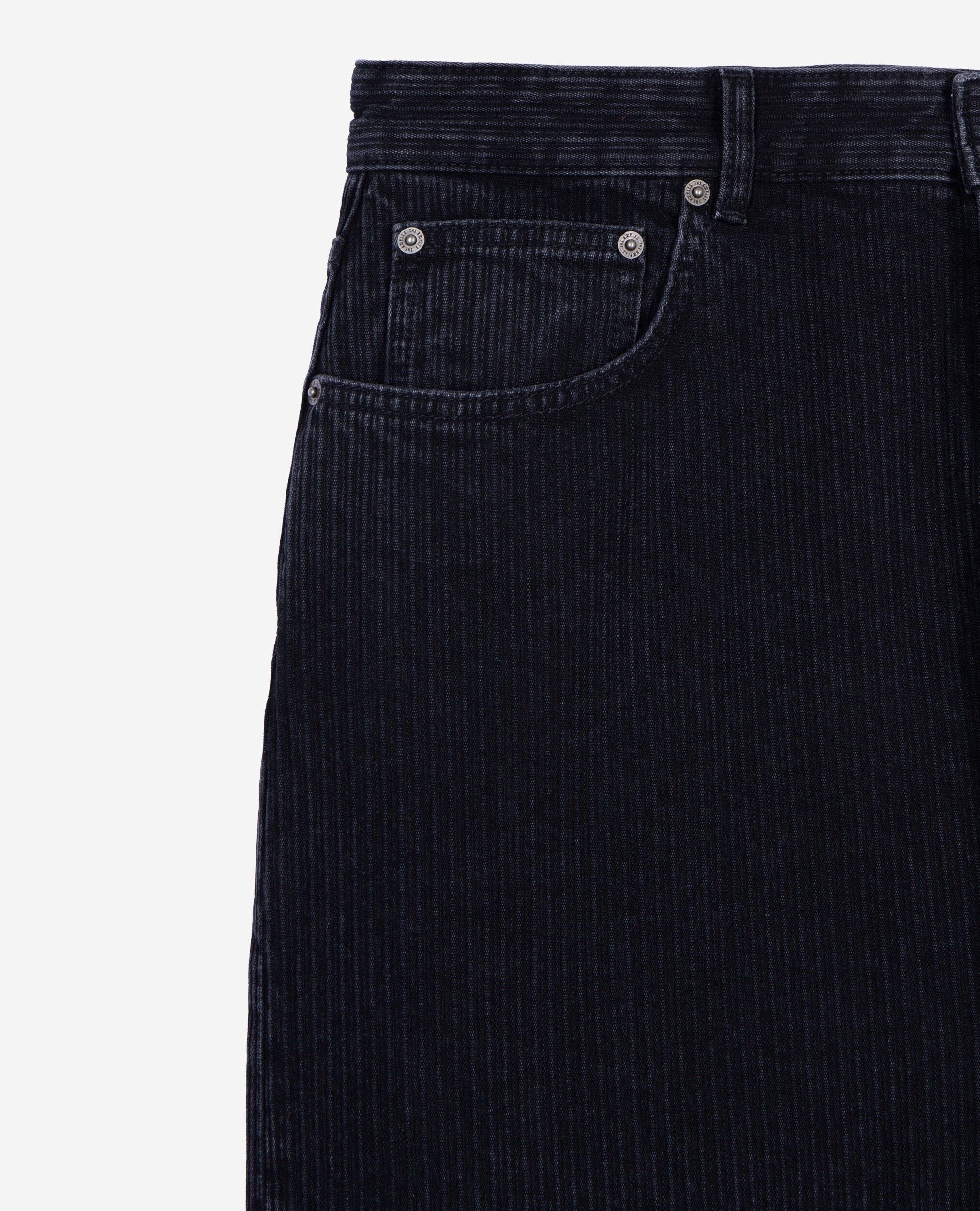 Black ribbed-effect baggy jeans, BLACK WASHED, hi-res image number null