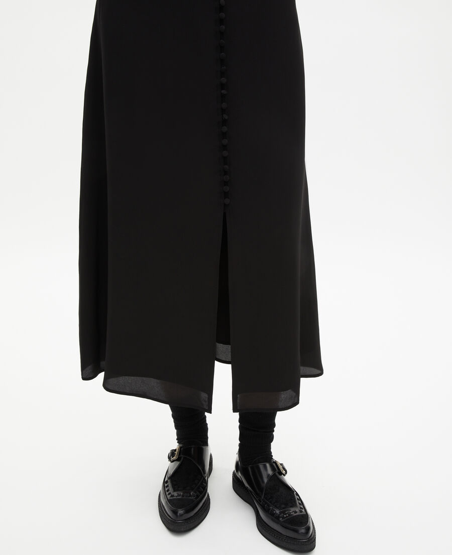 The Kooples FEMME BLACK jupe longue en soie noire