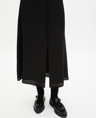 The Kooples FEMME BLACK jupe longue en soie noire