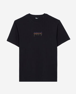 The Kooples MEN BLACK WASHED black screen-printed t-shirt