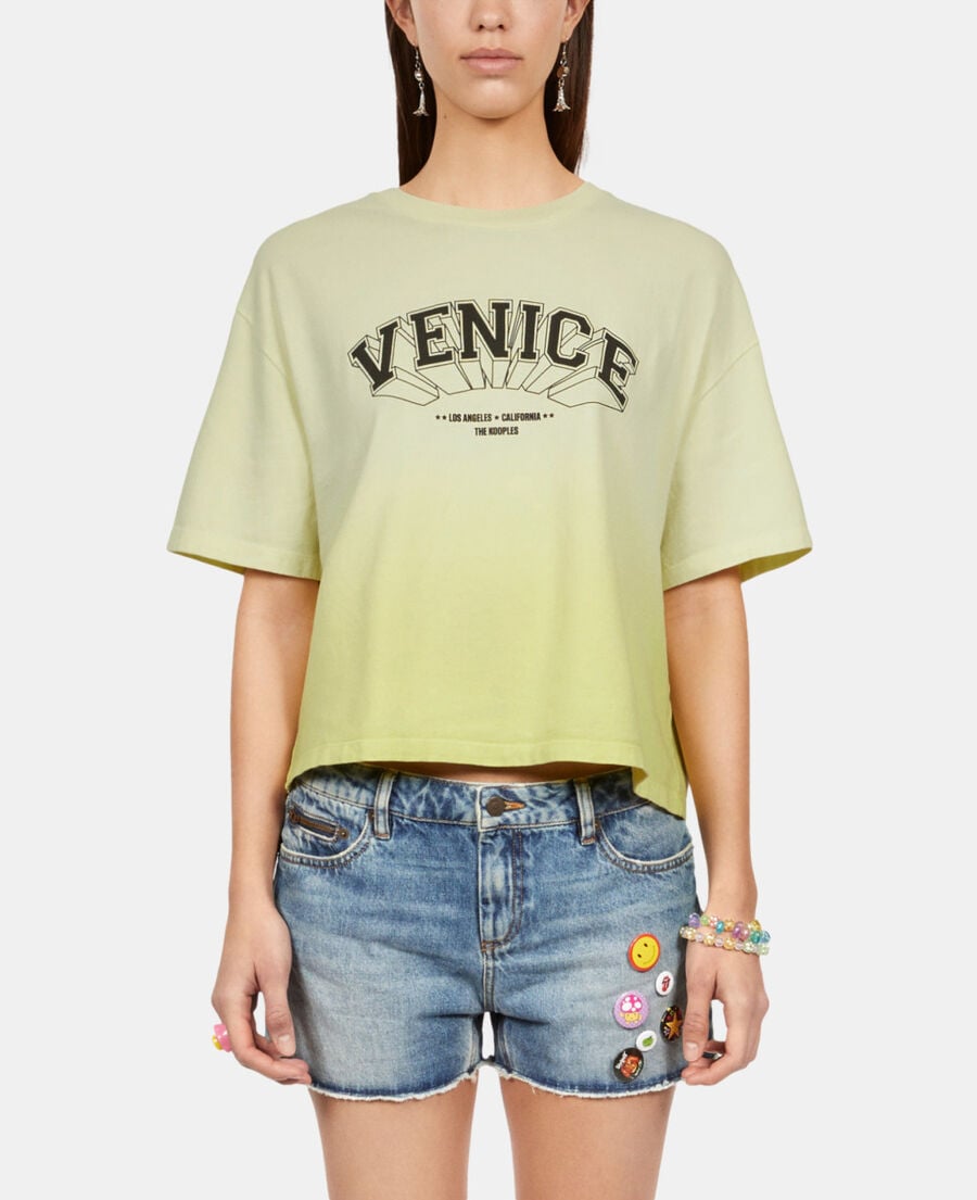 The Kooples FEMME BRIGHT YELLOW t-shirt dégradé avec sérigraphie jaune