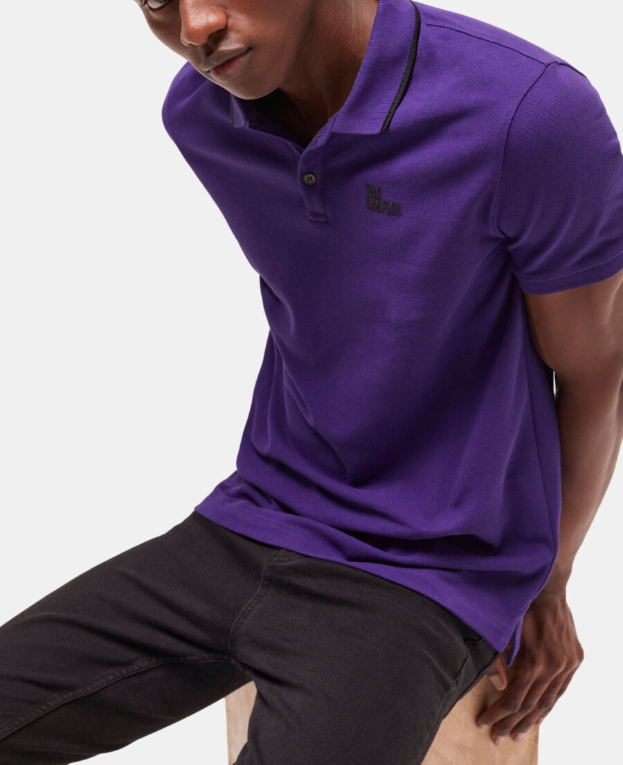 purple logo polo shirt