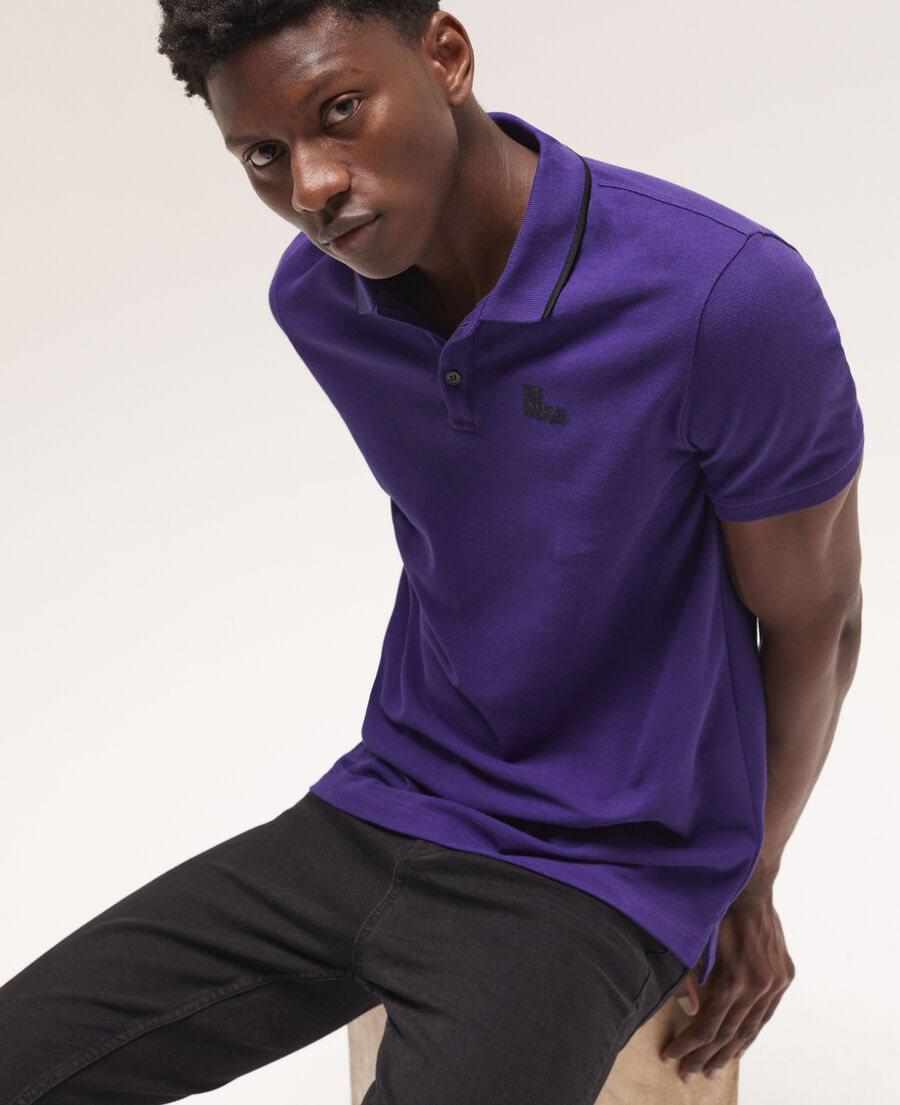 purple logo polo shirt