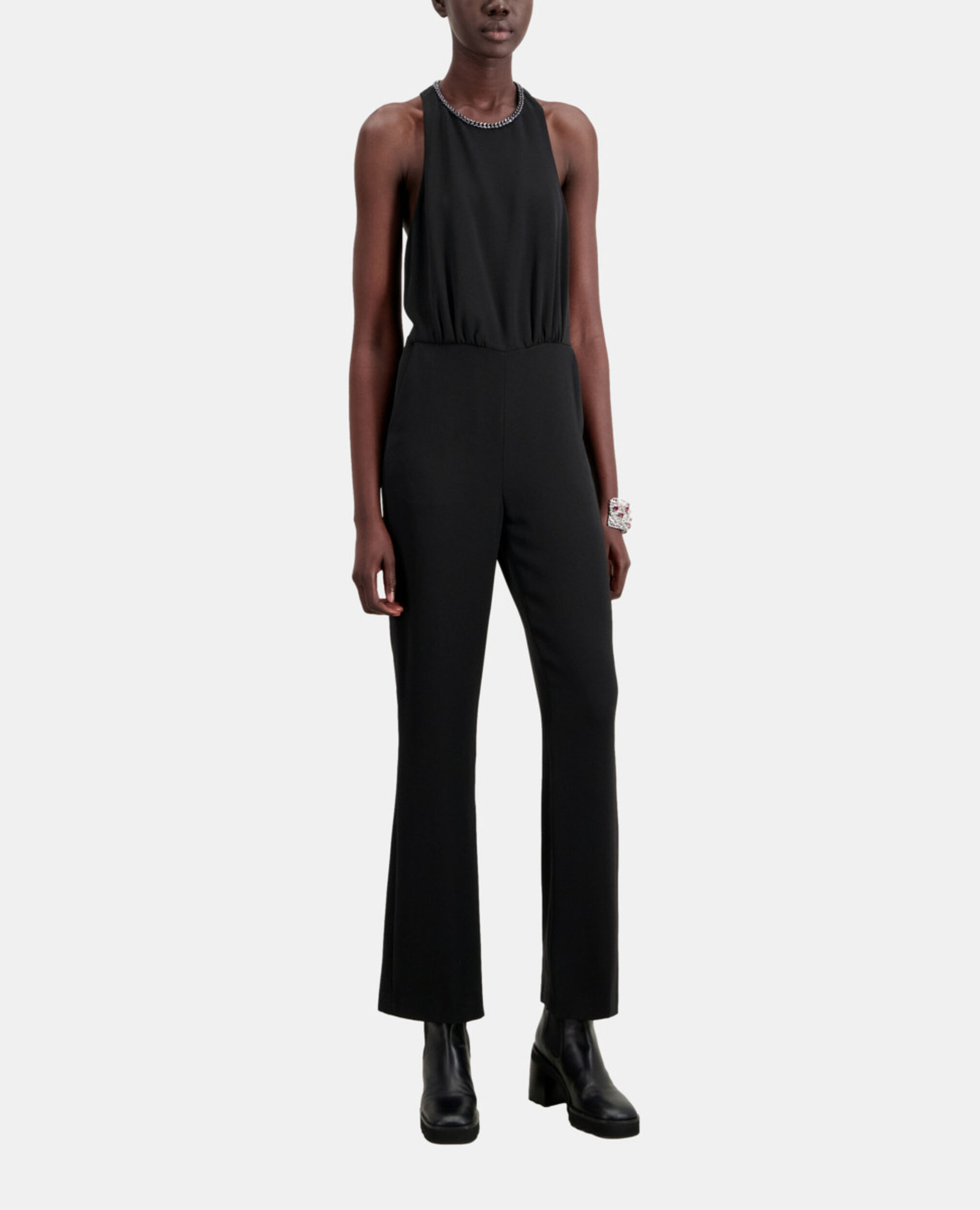 Black crepe jumpsuit, BLACK, hi-res image number null