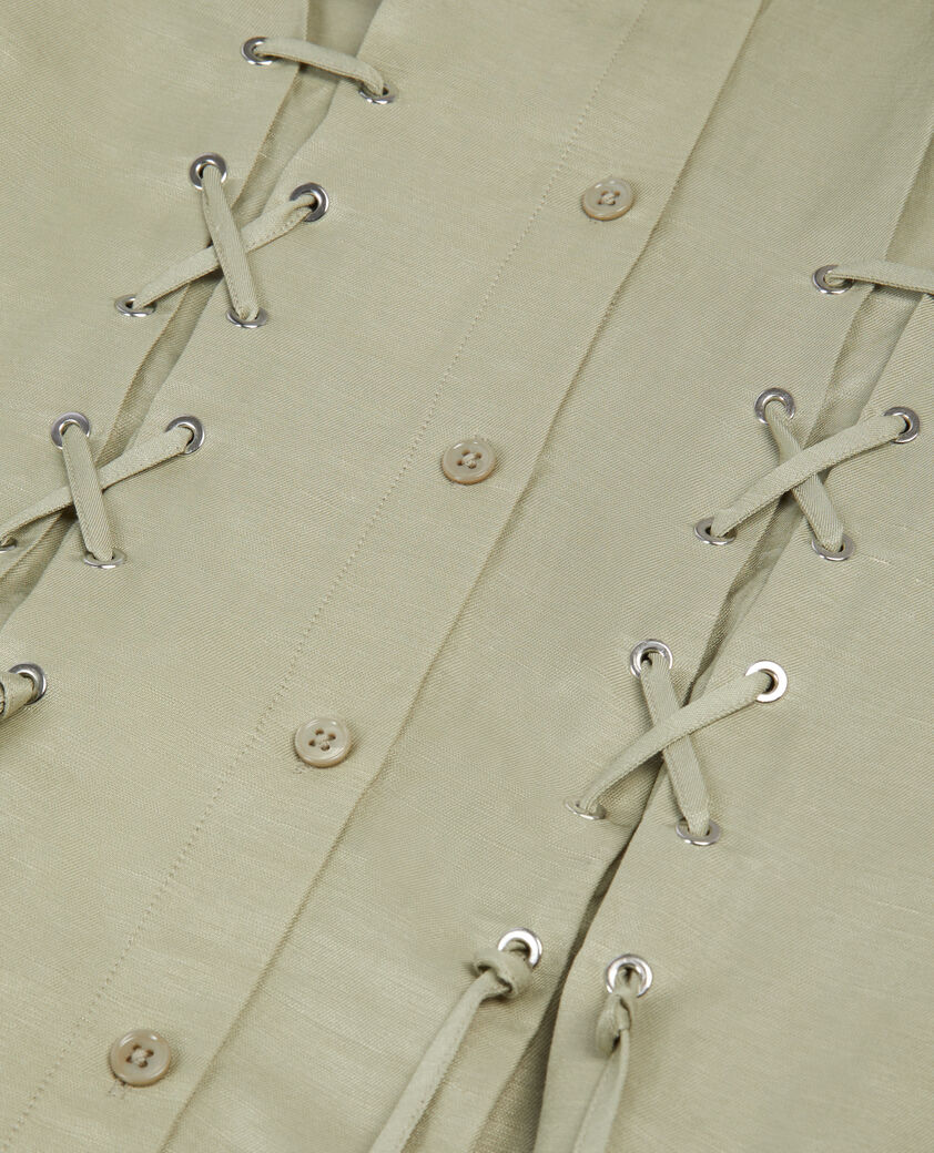 The Kooples FEMME KAKI GREY robe courte avec laçage vert clair