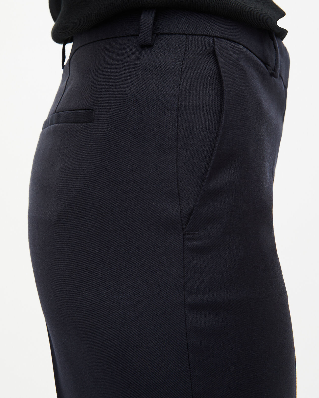 The Kooples WOMEN NAVY navy blue wool tailored trousers with a slim fit