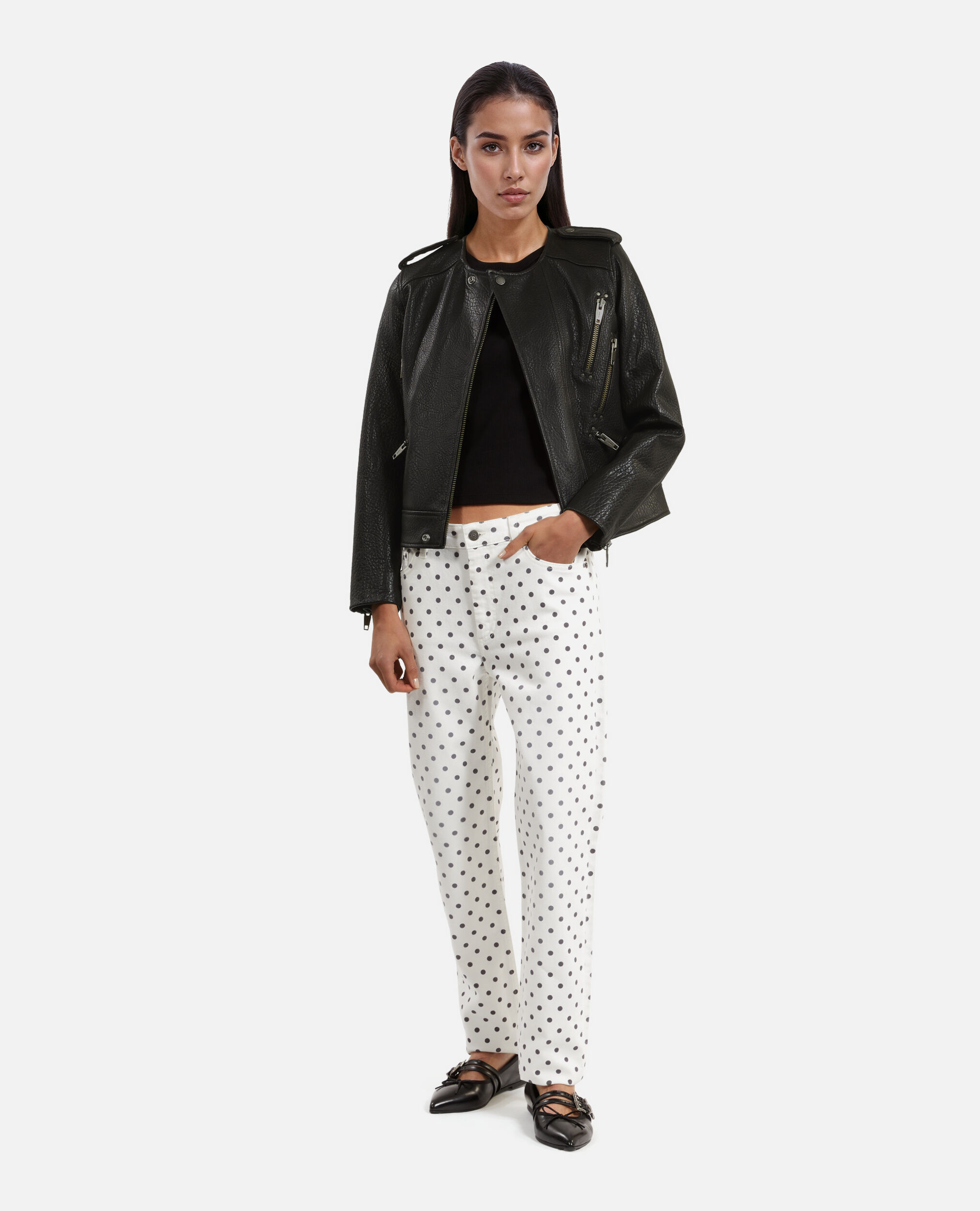 Black leather jacket, BLACK, hi-res image number null
