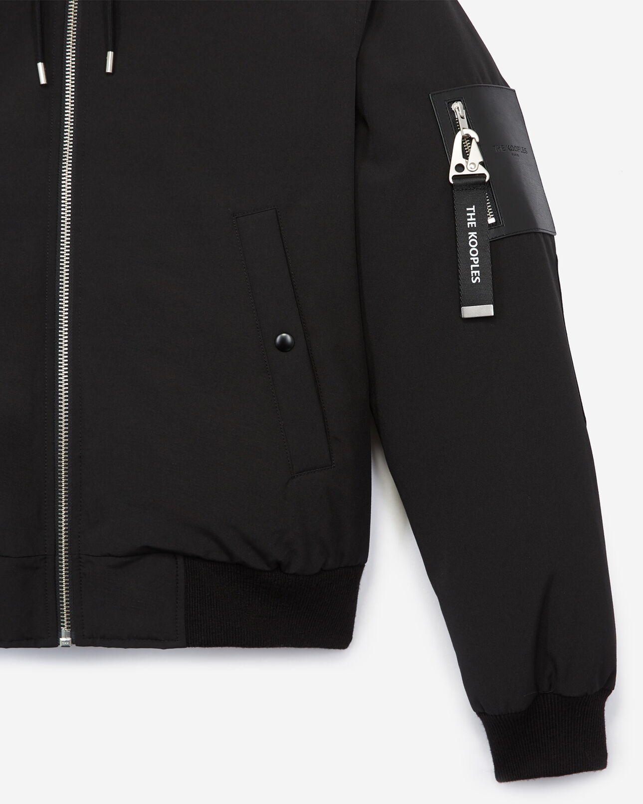 The Kooples HOMME BLACK doudoune nylon noire courte capuche