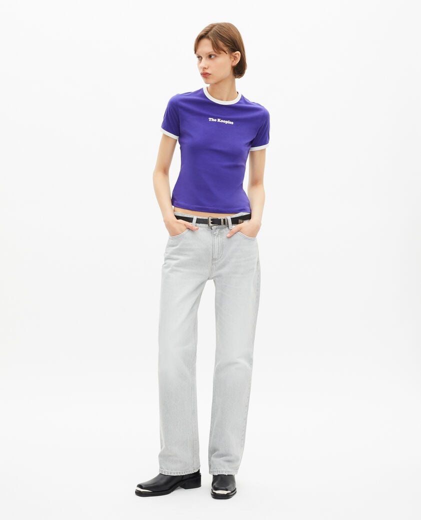 The Kooples FEMME ELECTRIC BLUE t-shirt avec s&eacute;rigraphie violet