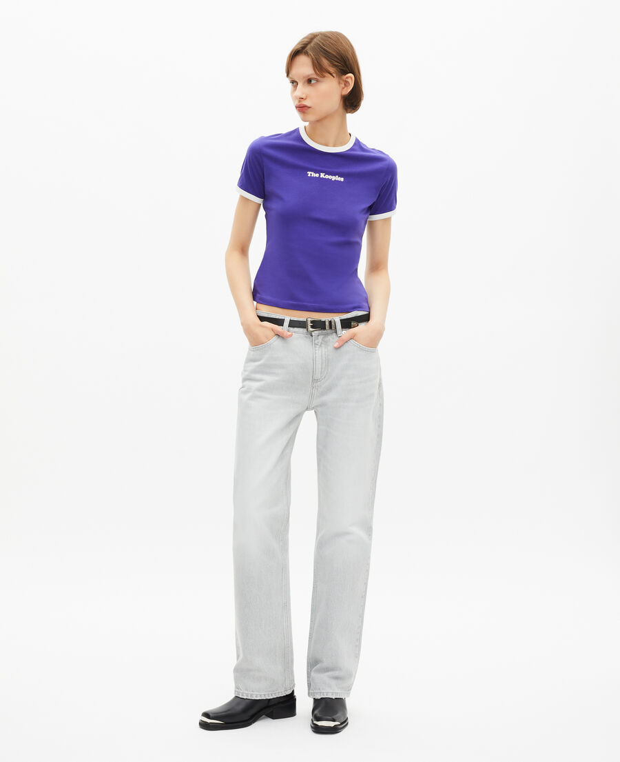 The Kooples WOMEN ELECTRIC BLUE t-shirt with purple screen print