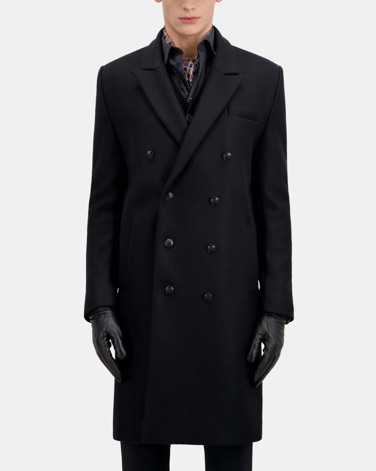 The Kooples HOMME BLACK manteau noir long en laine
