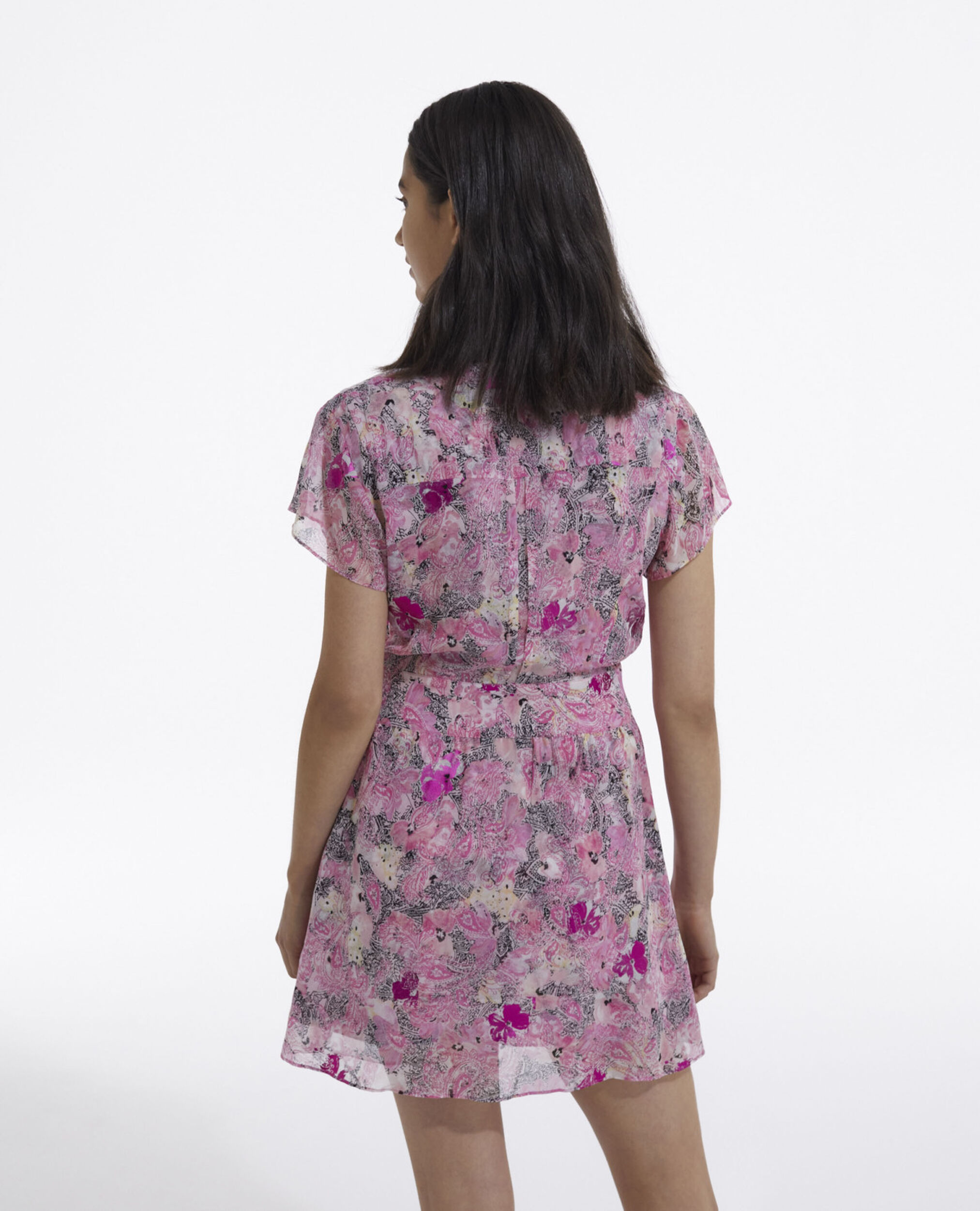 Printed pink short-sleeve dress, PINK, hi-res image number null