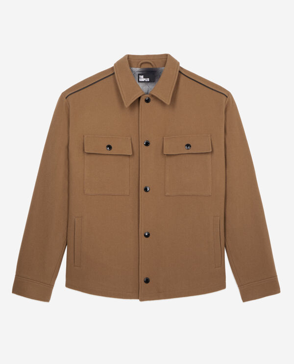 camel wool-blend overshirt jacket