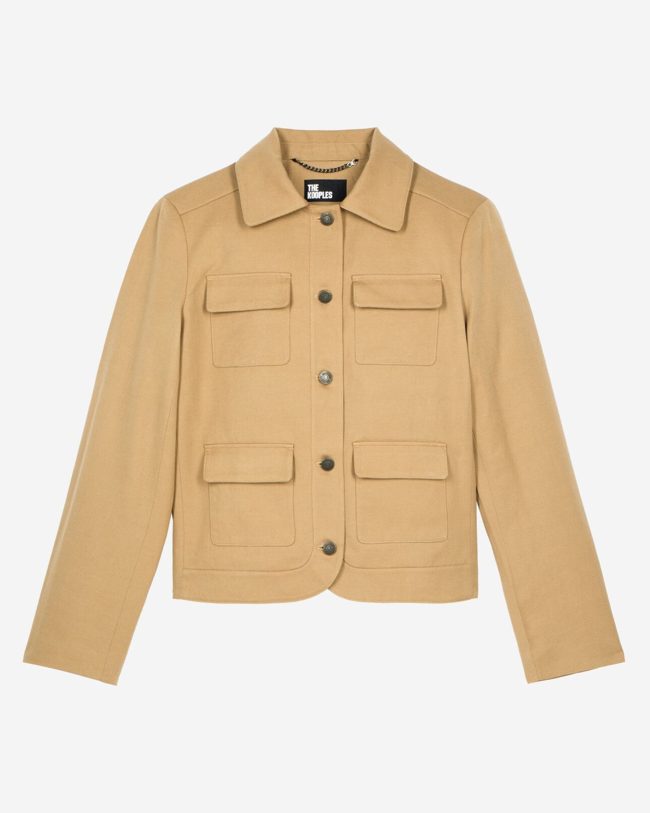The Kooples WOMEN BEIGE short jacket in beige cotton and linen