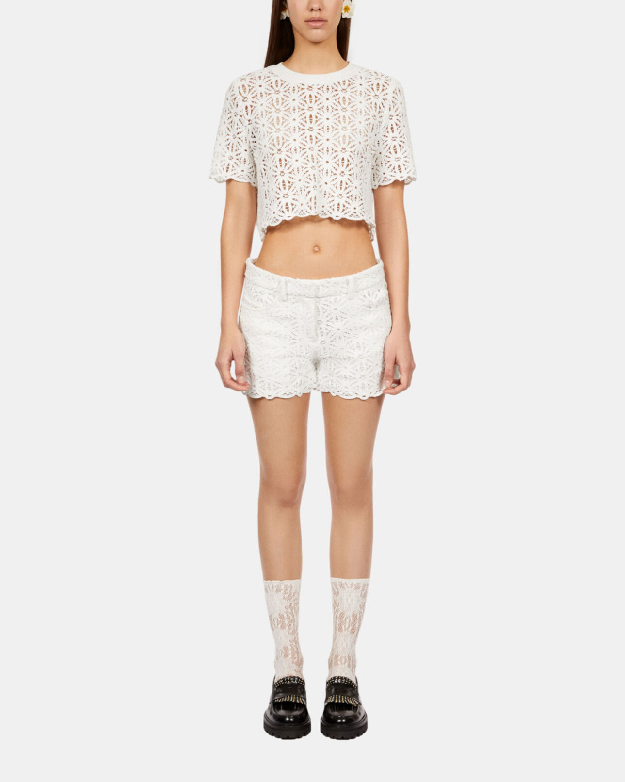 The Kooples WOMEN WHITE white guipure top