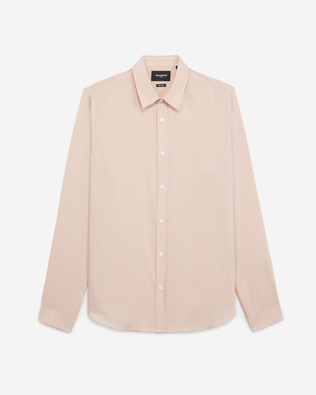 The Kooples HOMME PINK-WHITE chemise rose pâle à rayures col classique