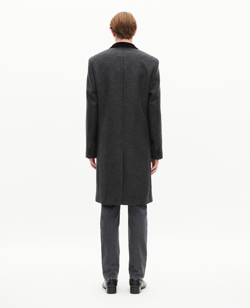 The Kooples HOMME ANTHRACITE manteau long en laine gris anthracite
