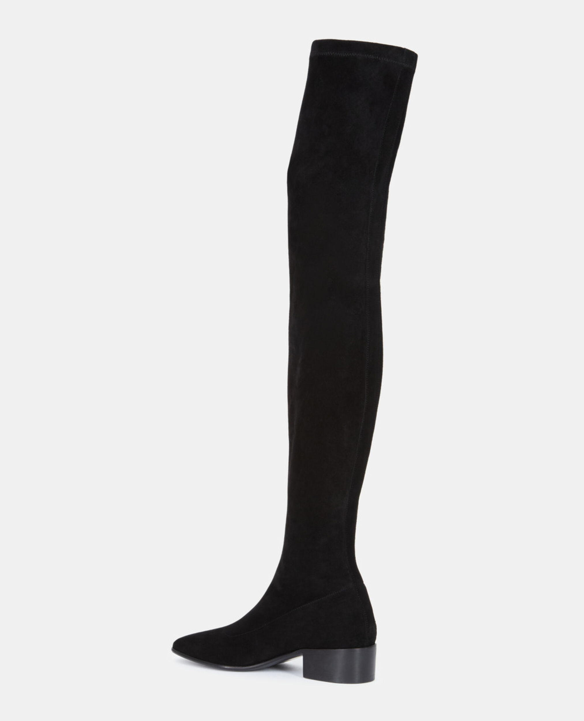 Black leather thigh-high boots, BLACK, hi-res image number null