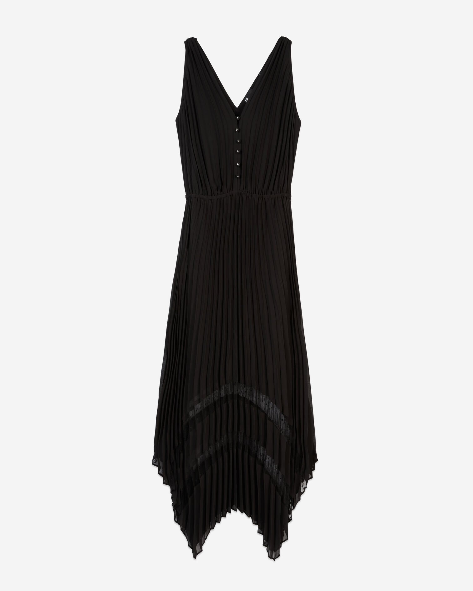 Robe longue plissée noire, BLACK, hi-res image number null