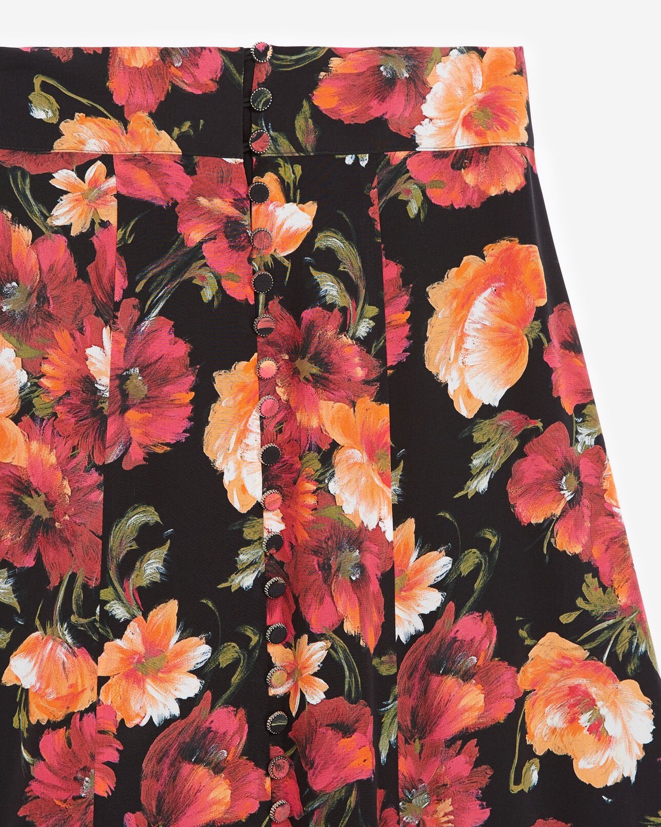 The Kooples WOMEN MULTICOLOR long printed skirt in silk with floral motif