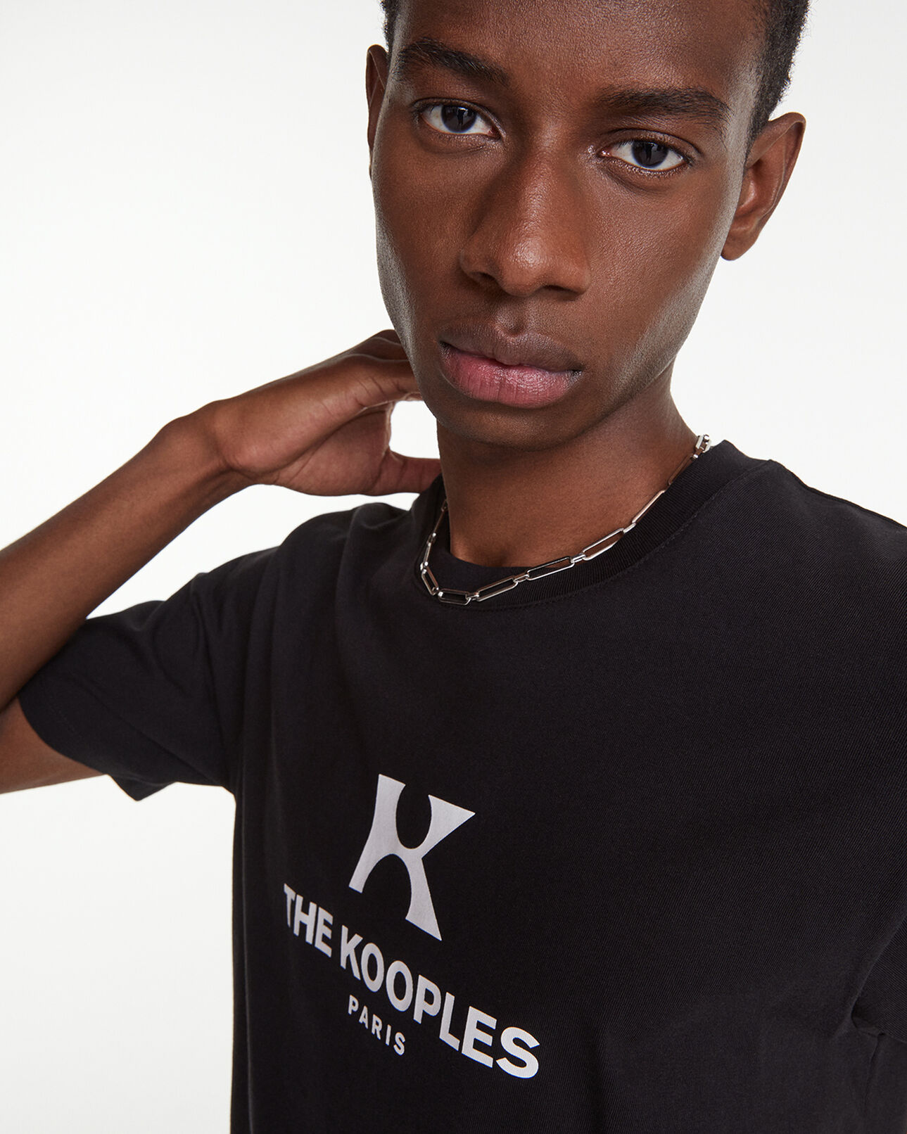 The Kooples HOMBRE BLACK camiseta negra algodón logotipo monograma
