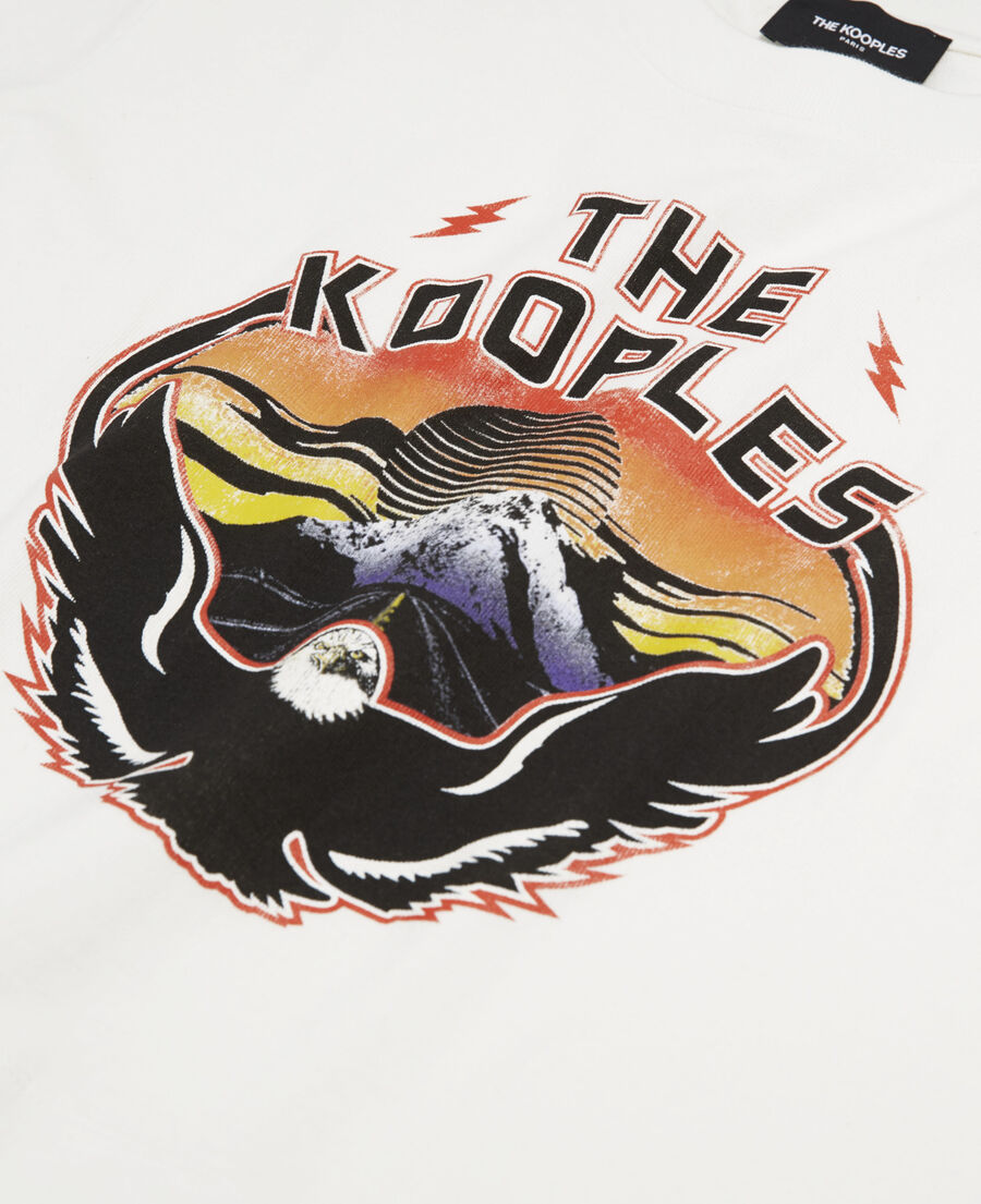 ecru short-sleeve t-shirt with eagle print