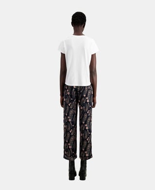 The Kooples F WHITE women's white t-shirt with dagger through heart serigraphy