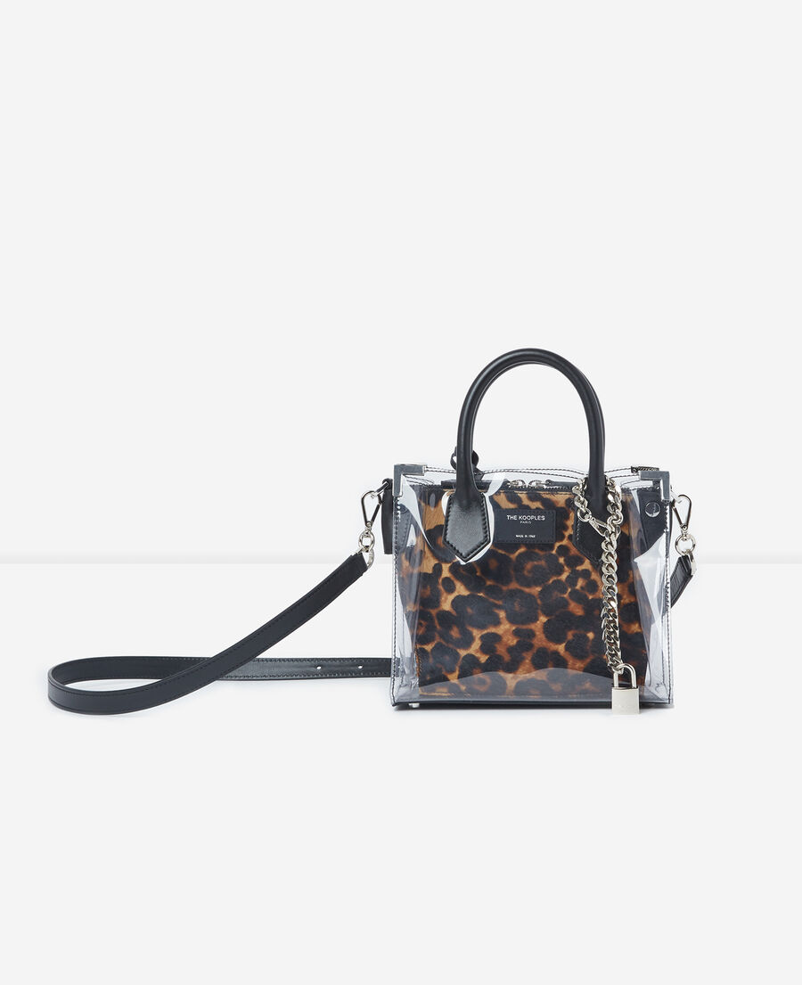 ming leopard-print see-through medium handbag