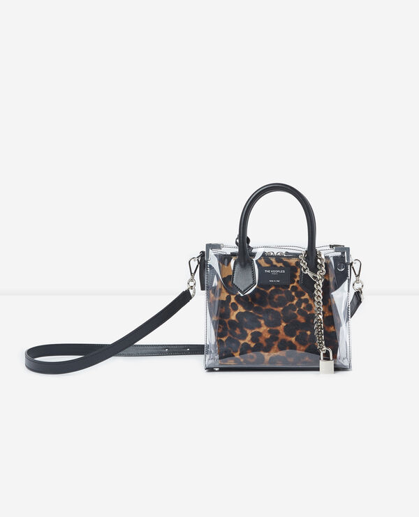 ming leopard-print see-through medium handbag