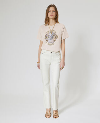 The Kooples WOMEN LIGHT BEIGE t-shirt with beige screen print