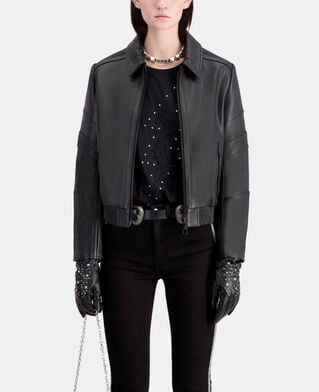 The Kooples MUJER BLACK chaqueta biker piel negra