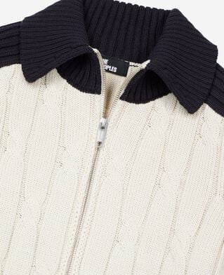 The Kooples FEMME ECRU NAVY cardigan en coton &eacute;cru